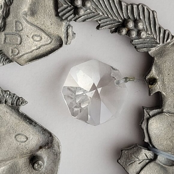 Handcrafted Pewter Christmas Wreath Ornament With Crystal Accent - Picture 9 of 10